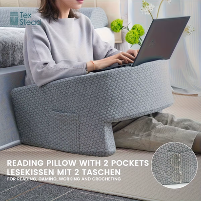 Reading Pillow for Gaming, Extra Large Arm Rest Pillow for Adult, Memory Foam Bed Rest Pillow for Reading, Working,With Rem，1 PC